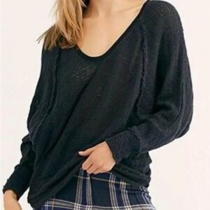 Free People- We the Free deep Navy  V-Neck Sweater size small